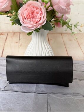 L.A.M.B. Black leather mate eyewear case fold over